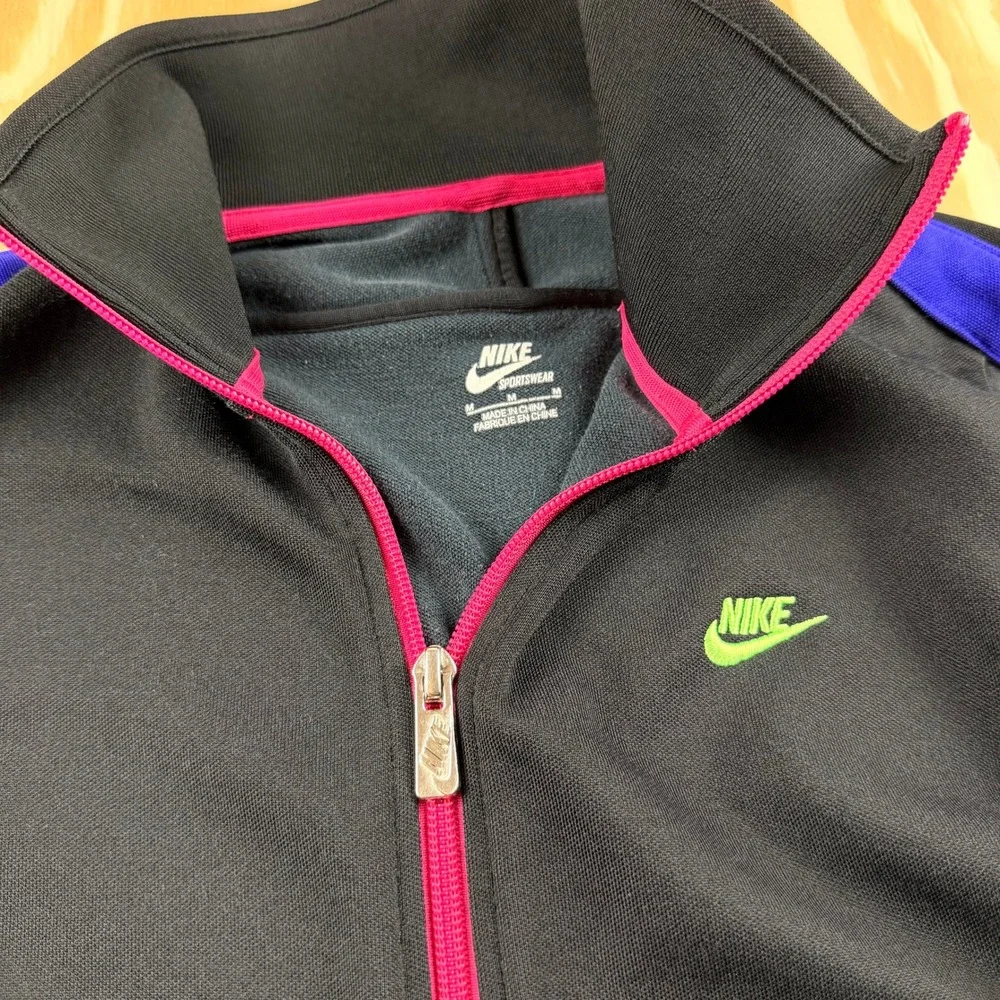 Nike Sportswear Women Black Track Jacket Pink Purple Green Full Zip Size M